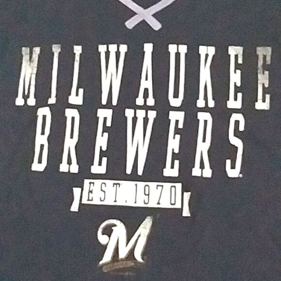 Milwaukee Brewers T-Shirt 2013 EST 1970 Color Blocked MLB Genuine Merchandise - Picture 2 of 10